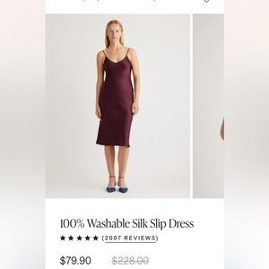 NWOT Quince silk dress in the color “wine tasting”